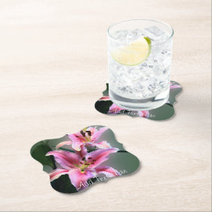 Posavasos De Papel Flores de lirio rosadas y púrpuras