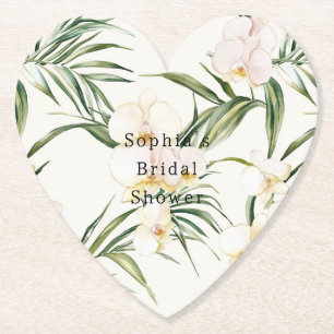 Posavasos De Papel Flores de Orquídea Blanca Tropical Despedida de So