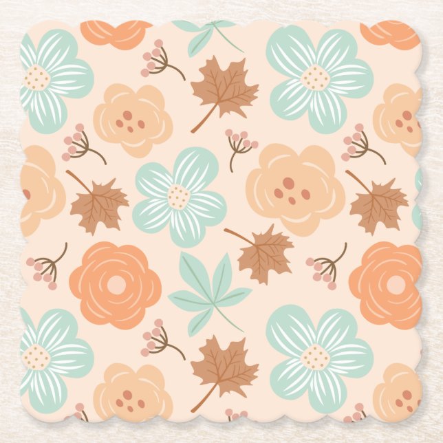 Posavasos De Papel Flores de otoño (Anverso)
