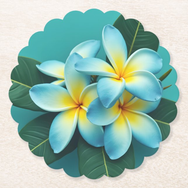 Posavasos De Papel Flores de plumeria radiante (Anverso)