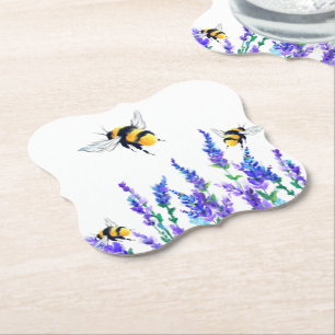 Posavasos De Papel Flores de primavera y escayola de papel de abejas