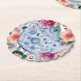 Posavasos De Papel Flores de Tetera Azul