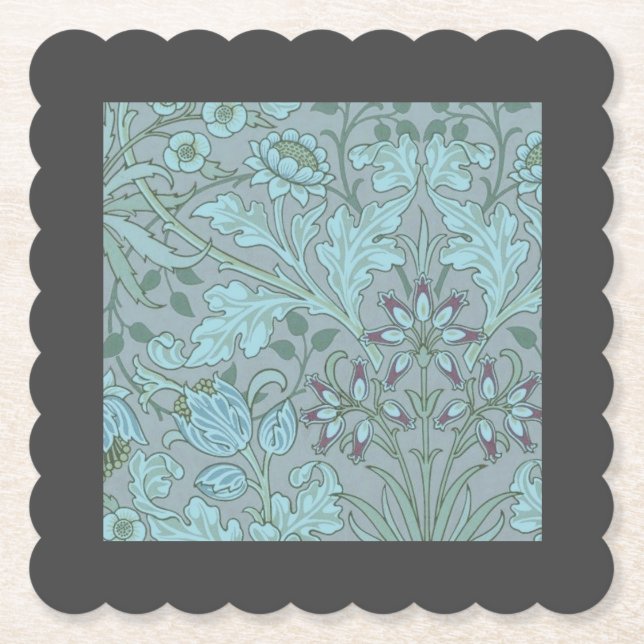 Posavasos De Papel Flores Decorativas de Azul Pastel (Anverso)
