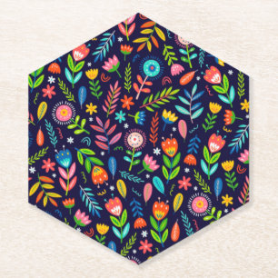 Posavasos De Papel Flores exóticas pintadas a mano patrón de hojas-23