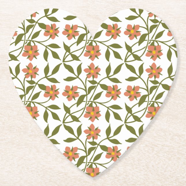 Posavasos De Papel FLORES naranjas DE ESTILO VERDE (Anverso)