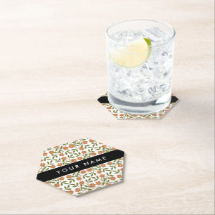 Posavasos De Papel Flores Naranjas, Patrón Floral, Boho, Tu Nombre
