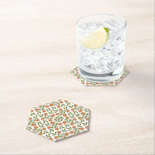 Posavasos De Papel Flores Naranjas, Patrón Floral, Verdor, Boho