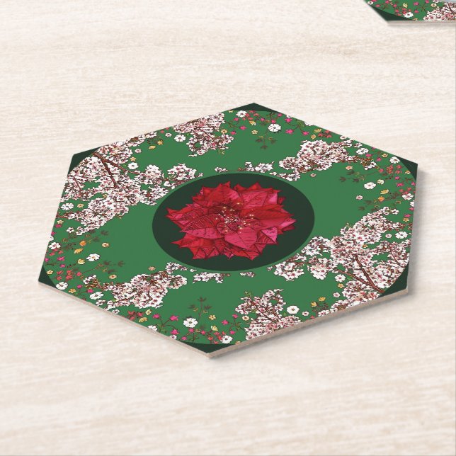 Posavasos De Papel Flores para Navidad (En perspectiva)