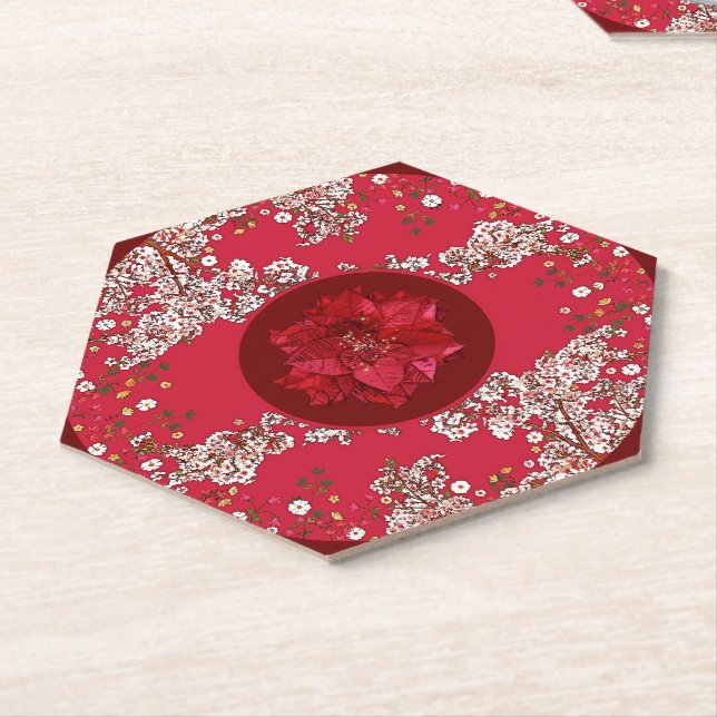 Posavasos De Papel Flores para Navidad (En perspectiva)