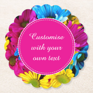 Posavasos De Papel Flores personalizadas en colores fluorescentes Tex