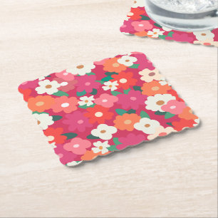 Posavasos De Papel Flores retro alegres