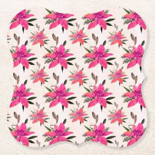 Posavasos De Papel Flores rosadas diseño de patrón floral
