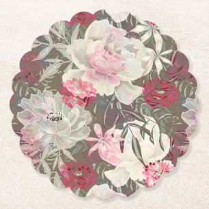 Posavasos De Papel Flores rosadas rosadas de peonis ramo de jardín