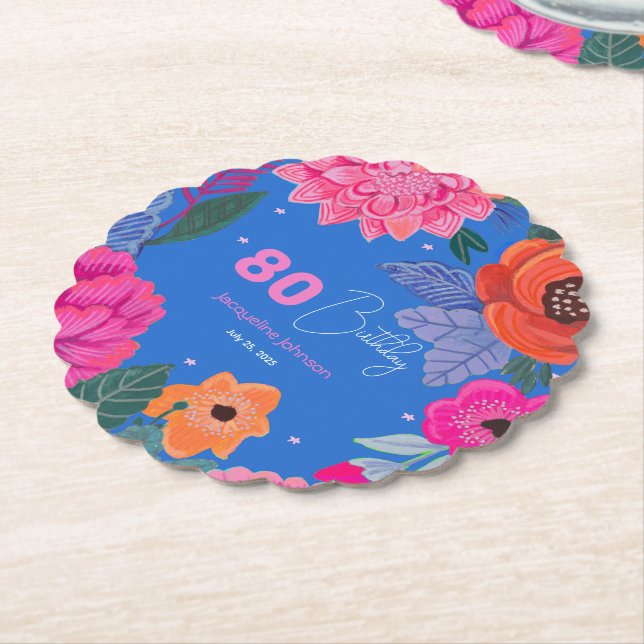 Posavasos De Papel Flores silvestres brillantes fiesta de cumpleaños  (En perspectiva)