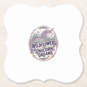 Posavasos De Papel Flores silvestres de unicornio y sueños de unicorn
