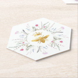 Posavasos De Papel flores silvestres Diseño de abejas reina