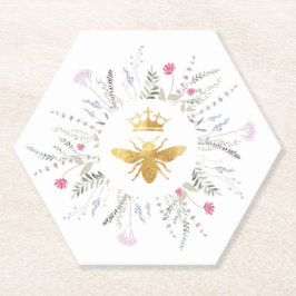 Posavasos De Papel flores silvestres Diseño de abejas reina