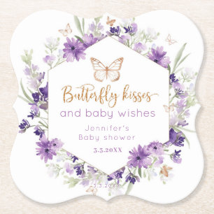 Posavasos De Papel Flores silvestres moradas mariposa besa ducha de b