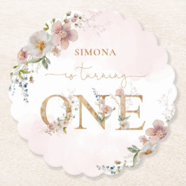 Posavasos De Papel Flores silvestres Un cumpleaños de chica rosa rubo