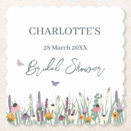 Posavasos De Papel Flores silvestres y mariposas Fiesta de ducha de n