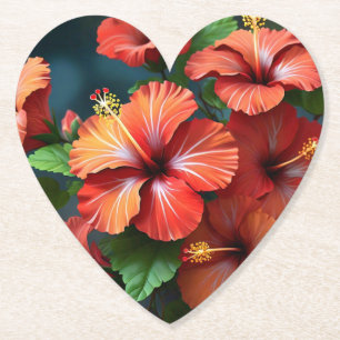 Posavasos De Papel Flores vibrantes rojas hibiscus-76894