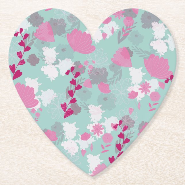 Posavasos De Papel flowers green (Anverso)