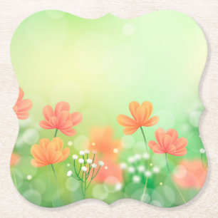 Posavasos De Papel Fondo borroso realista de primavera-52374