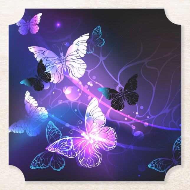 Posavasos De Papel Fondo con mariposas nocturnas (Anverso)