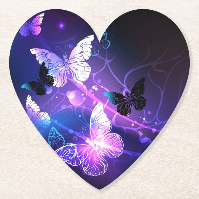 Posavasos De Papel Fondo con mariposas nocturnas (Anverso)