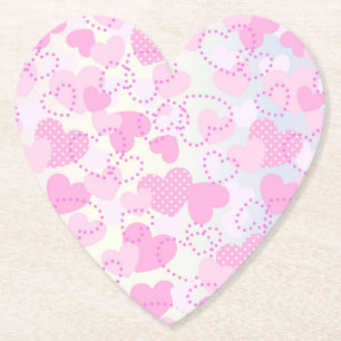 Posavasos De Papel Fondo de los corazones rosados el día de San Valen