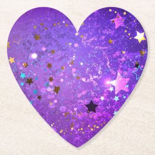 Posavasos De Papel Fondo de Relieve metalizado púrpura con estrellas