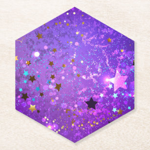 Posavasos De Papel Fondo de Relieve metalizado púrpura con estrellas