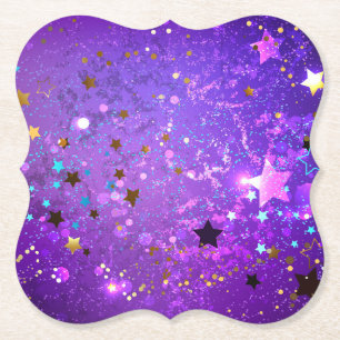 Posavasos De Papel Fondo de Relieve metalizado púrpura con estrellas