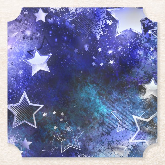 Posavasos De Papel Fondo espacial con estrellas (Anverso)