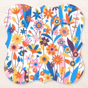 Posavasos De Papel Fondo floral multicolor exótico-32939