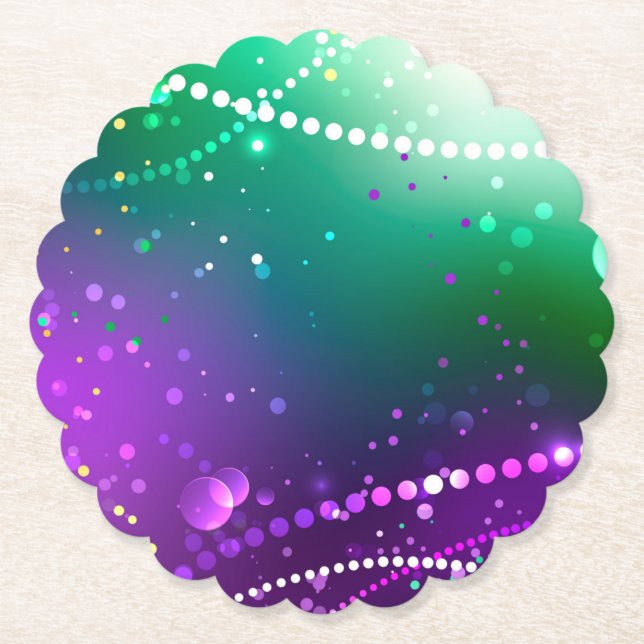 Posavasos De Papel Fondo morado festivo Mardi Gras (Anverso)