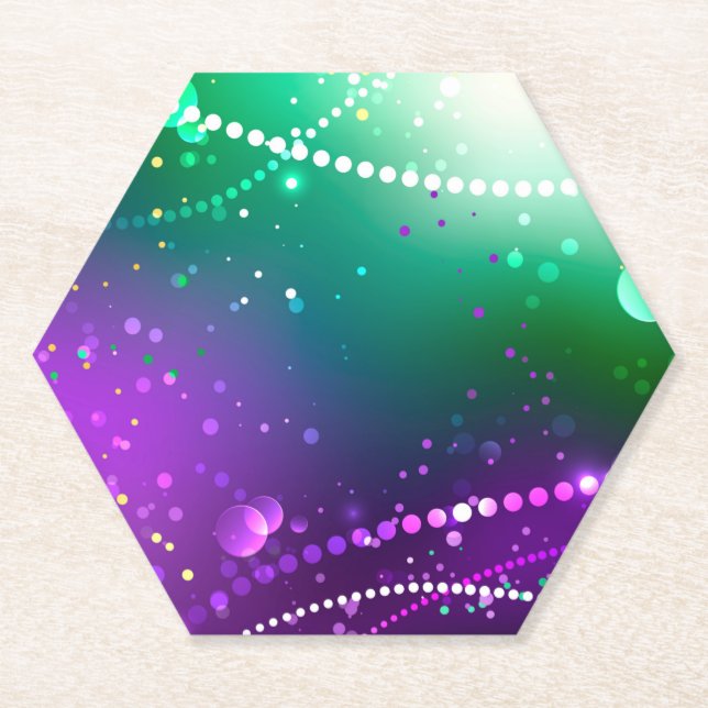 Posavasos De Papel Fondo morado festivo Mardi Gras (Anverso)