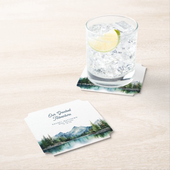 Posavasos De Papel Forest Mountain Rustic Adventure Baby Shower  (In situ)