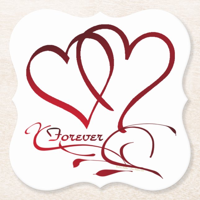 Posavasos De Papel Forever Hearts Red on White (Anverso)