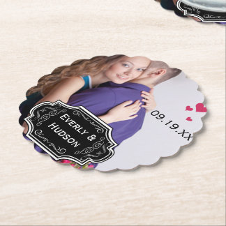 Posavasos De Papel Foto Boda personalizada Chalkboard moderno