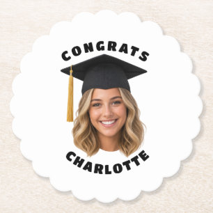 Posavasos De Papel Foto de graduación personalizada Fiesta de graduac