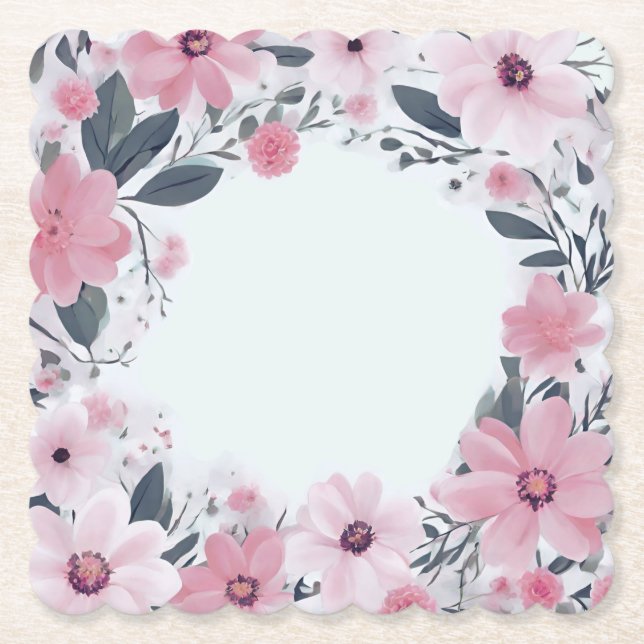 Posavasos De Papel Foto floral rosa de la abuela (Anverso)