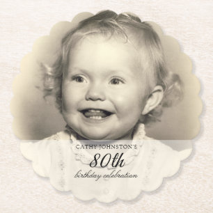 Posavasos De Papel Foto Minimalista Cumpleaños 80