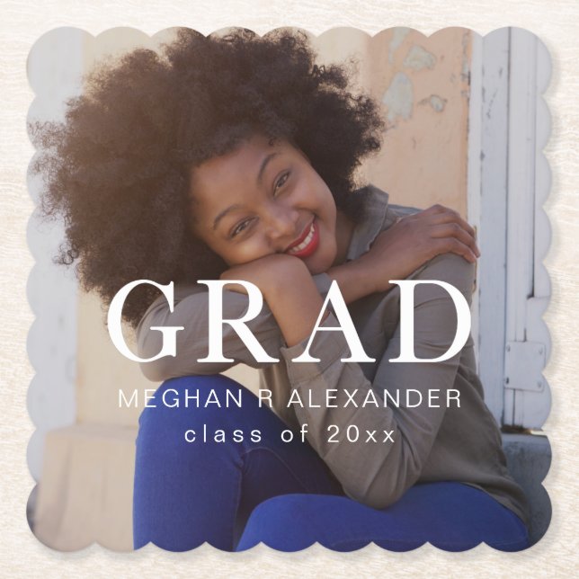 Posavasos De Papel Foto y nombre del graduado clásico (Anverso)