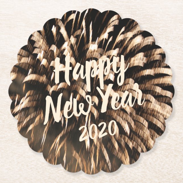 Posavasos De Papel Fotografía de la celebración del Oro de Año Nuevo  (Anverso)