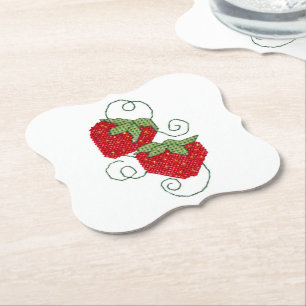 Posavasos De Papel Fotografía de Strawberries Cross Stitch