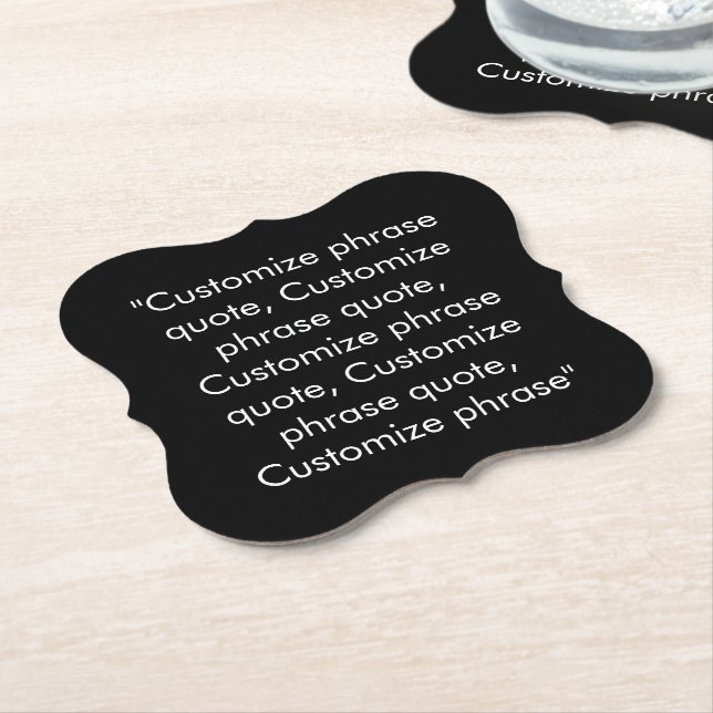 Posavasos De Papel frase personalizar cita elegante blanco negro (En perspectiva)