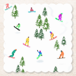 Posavasos De Papel Freeride Snowboarder Ilustracion Snowboarding