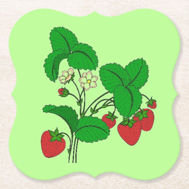 Posavasos De Papel Fresas para el desayuno (Anverso)