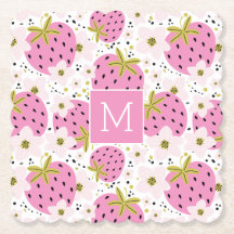 Fresas Rosadas Monograma Personalizado